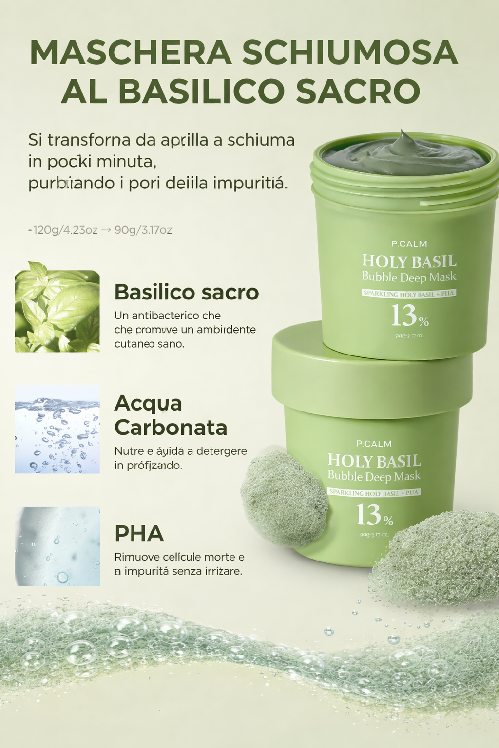 Maschera Bubble Purificante al Basilico Sacro